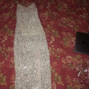 White sequin Asymmetrical dress.